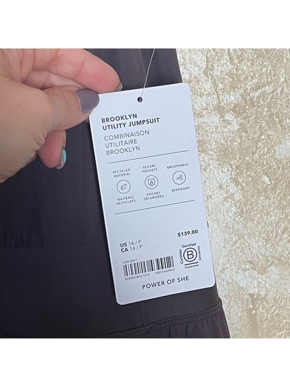 ATHLETA BROOKLYN UTILITY BAGGY JUMPSUIT Relax fit Color Shale Dusty Purple 14P - Picture 15 of 17